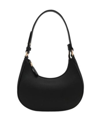 Black Small Crescent Shoulder Bag for Women