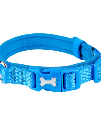 Pets at Home Design Woven Padded Dog Collar Blue