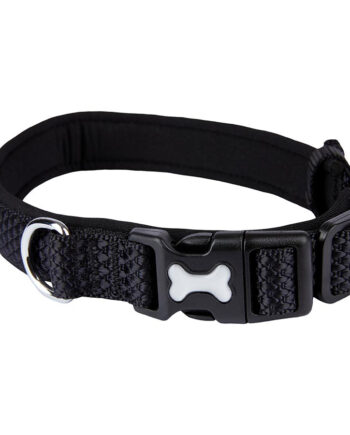 Pets at Home Design Woven Padded Dog Collar Black