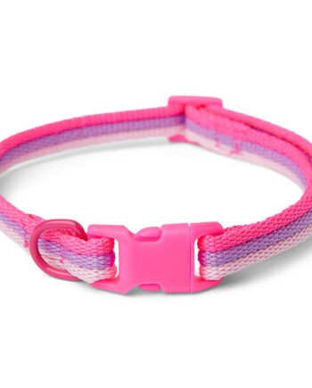Pets at Home Woven Stripe Dog Collar Pink
