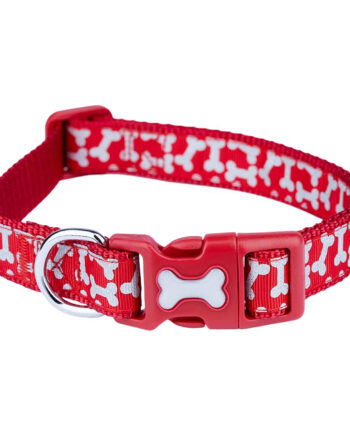 Pets at Home Reflective Bone Dog Collar Red Large/X Large